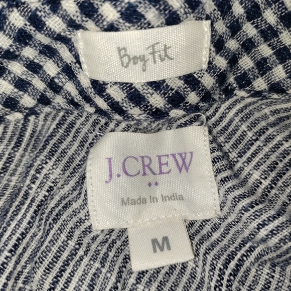 J. Crew | Boy Fit Gingham Long Sleeve Button Down Gauzy Shirt Size Medium - Picture 6 of 10